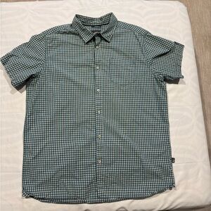The North Face Mens Gingham Plaid Green Short Sleeve Button Shirt Sz Extra Large
